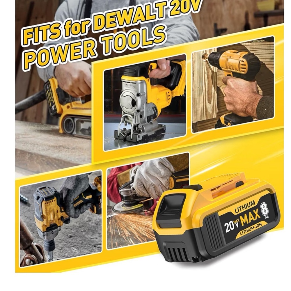 8.0Ah Replacement Battery for DeWalt 20V Max Compatible DCB200-DCB205 - Picture 7 of 7